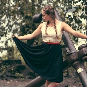 Vintage B&W Pleated Dress